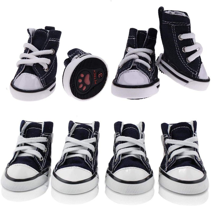 URBEST 4 Pcs Pet Dog Puppy Canvas Sport Shoes, Sneaker Boots, Outdoor Nonslip Causal Shoes (6#, Blue) - Image 3